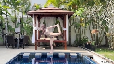 nude yoga: balance practice workout  yoga with grey